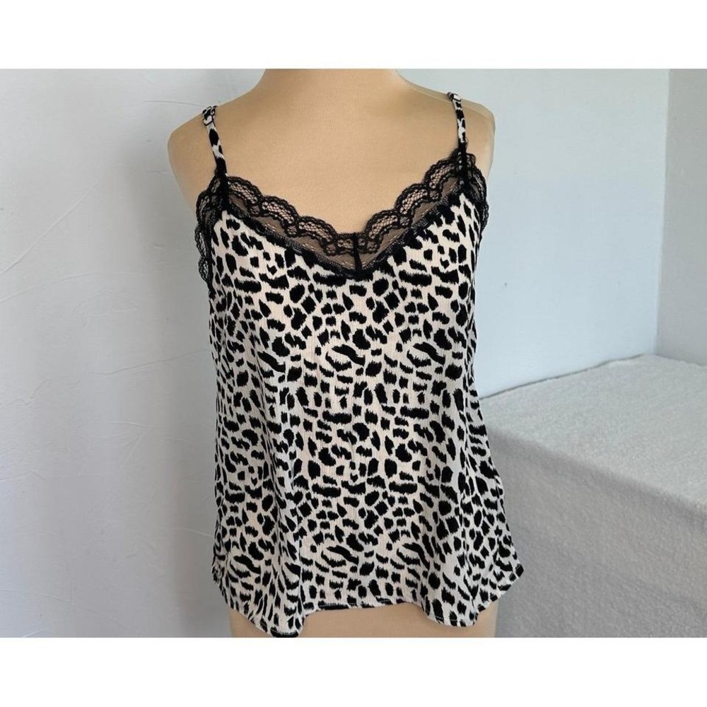 Everly Womens Leopard Print Cami Top Size‎ Small  Lace Trimmed Y2K Indie Boho